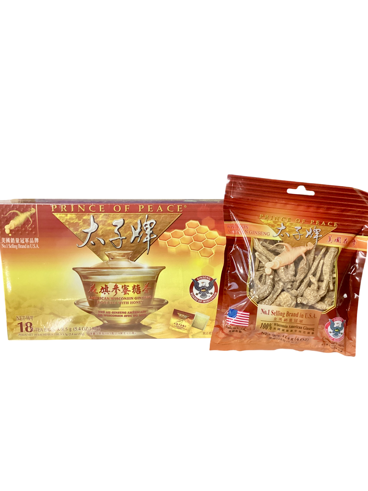 Prince Of Peace Combo American Ginseng Root Tea With Honey & American Ginseng 4oz
