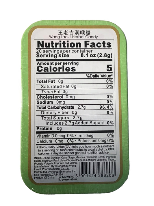 Wang Lao Ji Lozenge Cough Herbal Candy 王老吉润喉糖