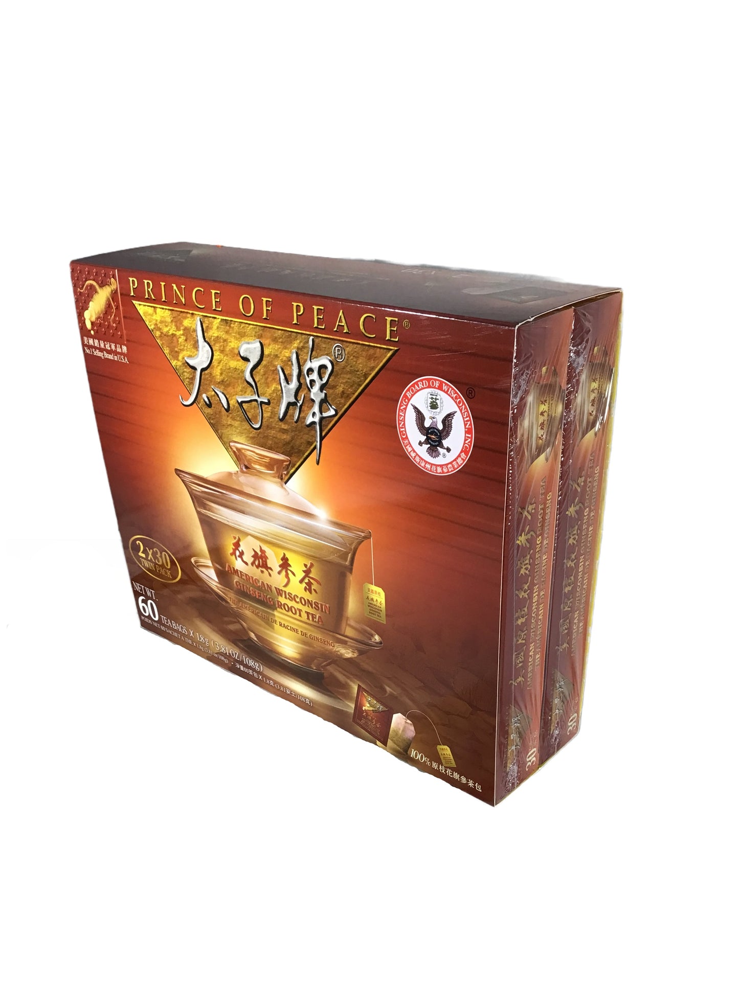PoP American Wisconsin Ginseng Root Tea 美國太子牌純正原枝花旗參茶 - 60 Teabags