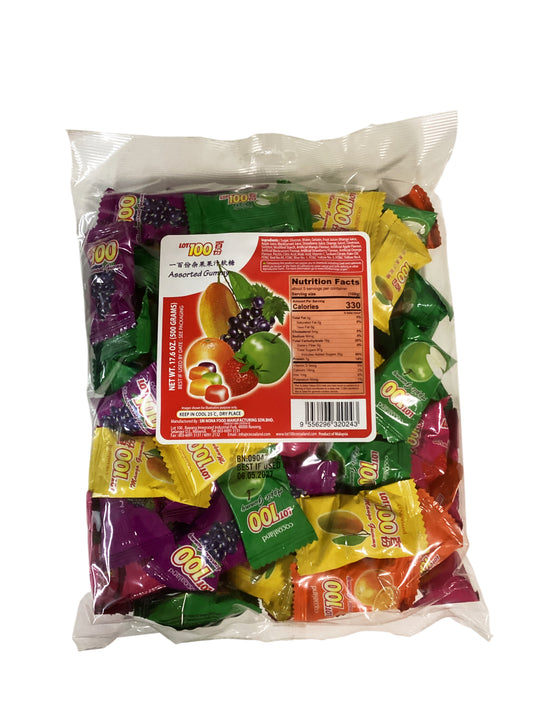 Cocoaland Lot 100 Assorted Gummy | 4 Flavors in BLACKCURRANT, Mango, Apple, Orange 一百份杂果果汁软糖