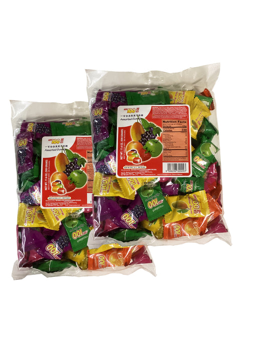 Cocoaland Lot 100 Assorted Gummy | 4 Flavors in BLACKCURRANT, Mango, Apple, Orange 一百份杂果果汁软糖