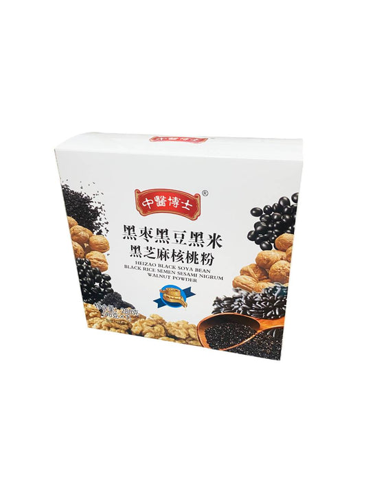 Heizao Black Soya Bean Black Rice Semen Sesami Nigrum Walnut Powder 280g 中医博士 黑枣黑豆黑米 黑芝麻核桃粉