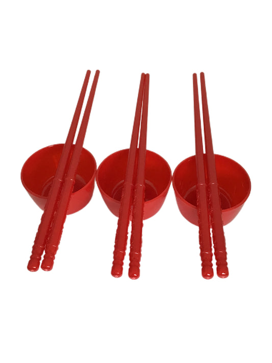 Joss Wine Cups & Chopsticks for Ritual Use 如意吉祥红胶杯筷