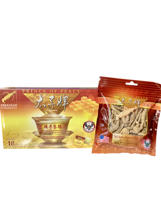 Prince Of Peace Combo American Ginseng Root Tea With Honey & American Ginseng 4oz