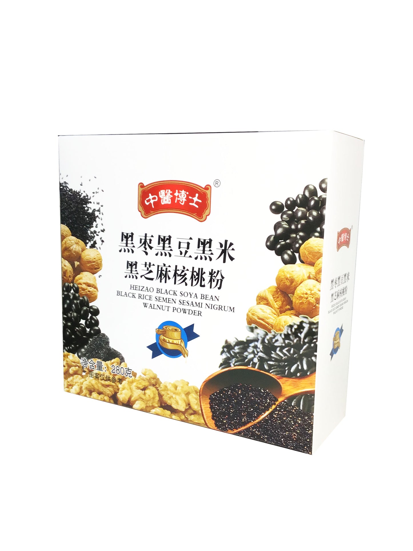 Heizao Black Soya Bean Black Rice Semen Sesami Nigrum Walnut Powder 280g 中医博士 黑枣黑豆黑米 黑芝麻核桃粉