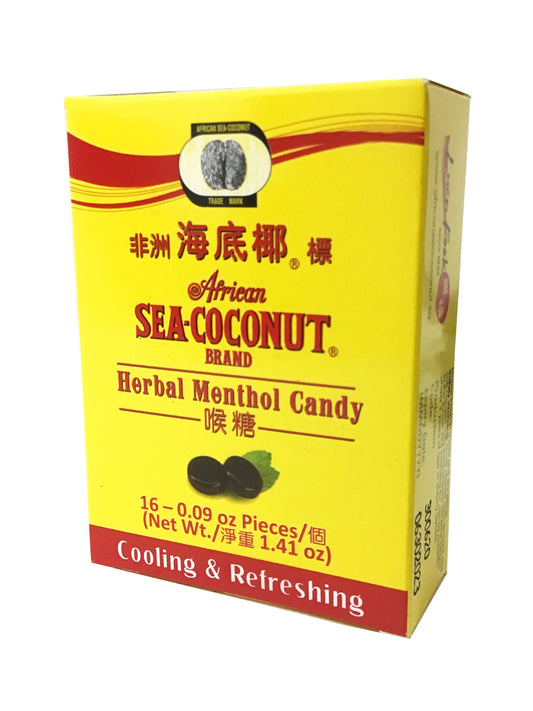 African Sea Coconut Brand Cooling & Refreshing Herbal Menthol Candy  非洲海底椰标 喉糖 16 Lozenges
