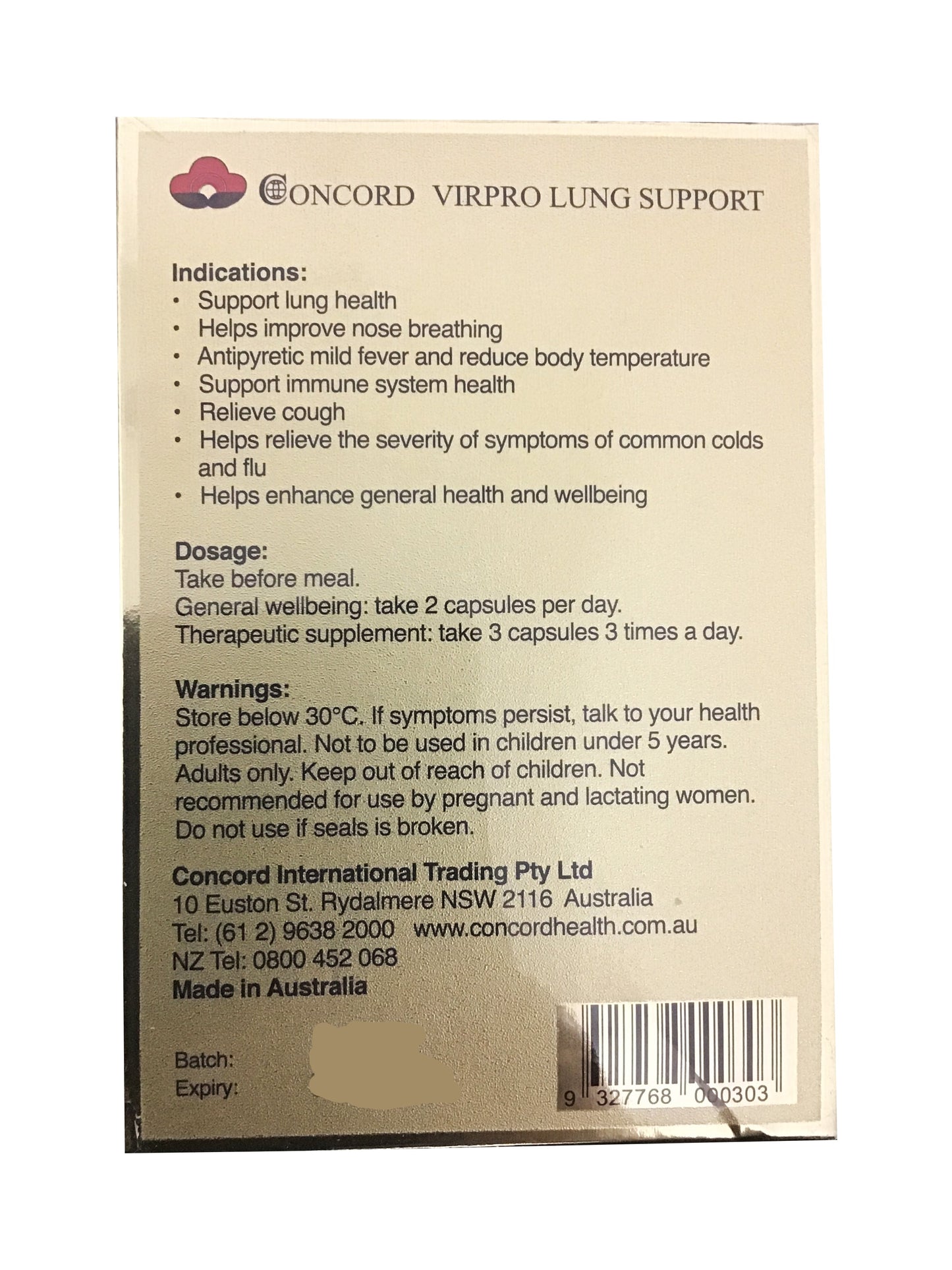 Concord VirPro Lung Support 60 Capsules