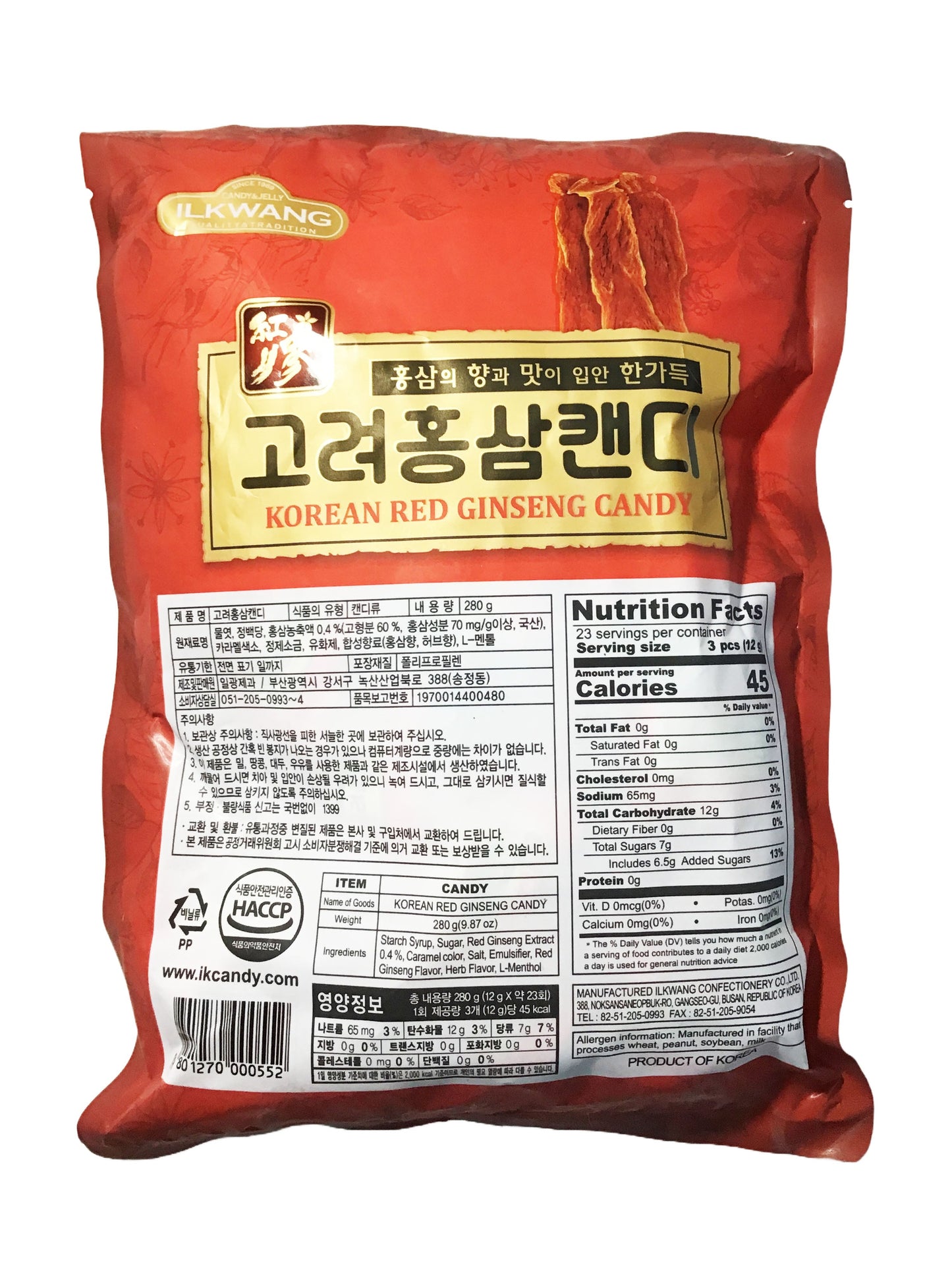 ILKWANG Korean Red Ginseng Candy 韩国红参糖 9.87oz (280g)