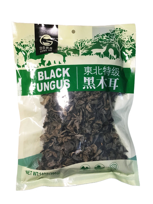 GONG HE Black Fungus (Black Wood Ear Mushroom) 功合农产 东北特级黑木耳 14oz