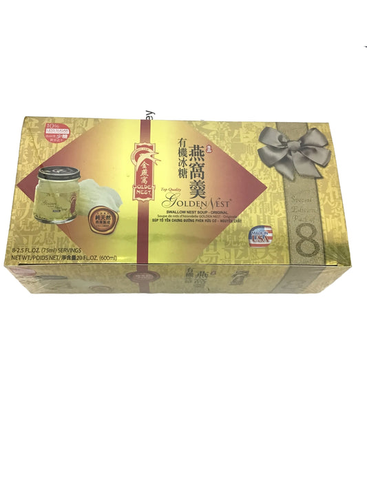 GOLDEN NEST Top Quality Swallow Nest Soup (Original) 金燕窝 有机冰糖 燕窝羹 8 Bottles