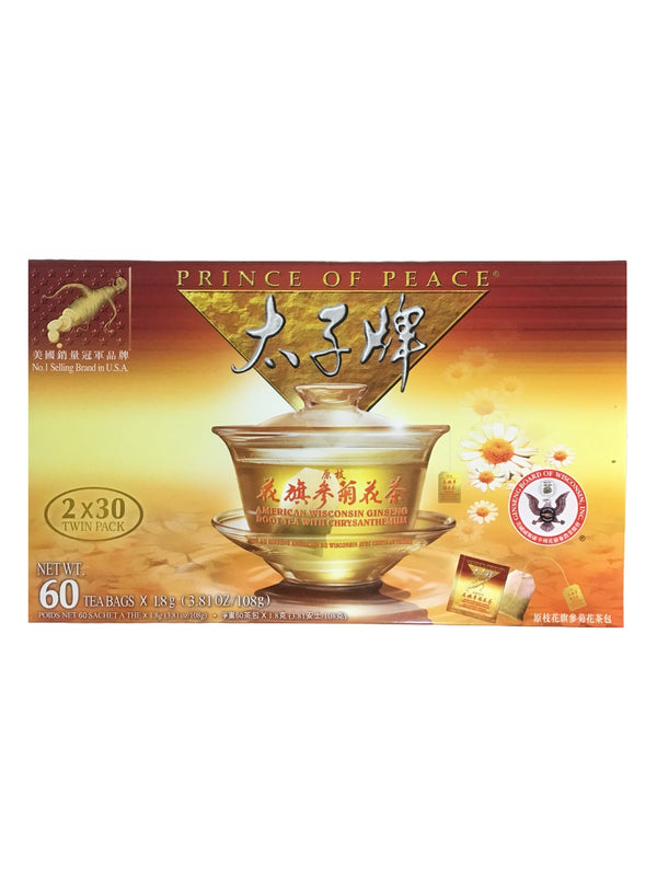 Prince of Peace American Wisconsin Ginseng Root Tea With Chrysanthemum 美国太子牌原枝花旗参菊花茶 - 60 Teabags