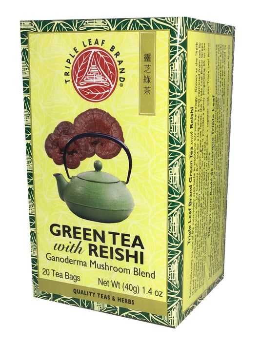 Triple Leaf Brand Green Tea with Reishi Ganoderma Mushroom Blend 灵芝绿茶